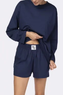 Polski Granatowa Piżama z szortami LEKREZI