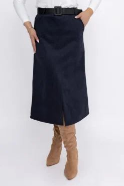 Włoski Granatowa Spódnica zamszowa YEMENI