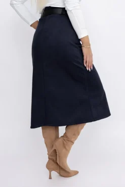 Włoski Granatowa Spódnica zamszowa YEMENI