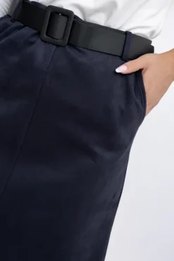 Włoski Granatowa Spódnica zamszowa YEMENI