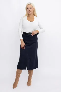 Włoski Granatowa Spódnica zamszowa YEMENI