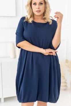 Polski Granatowa Sukienka BALIN