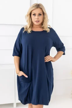 Polski Granatowa Sukienka BALIN