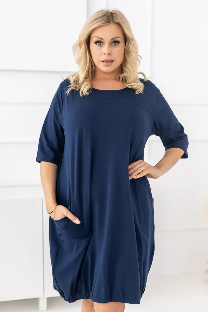 Polski Granatowa Sukienka BALIN