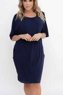 Polski Granatowa Sukienka BERIA