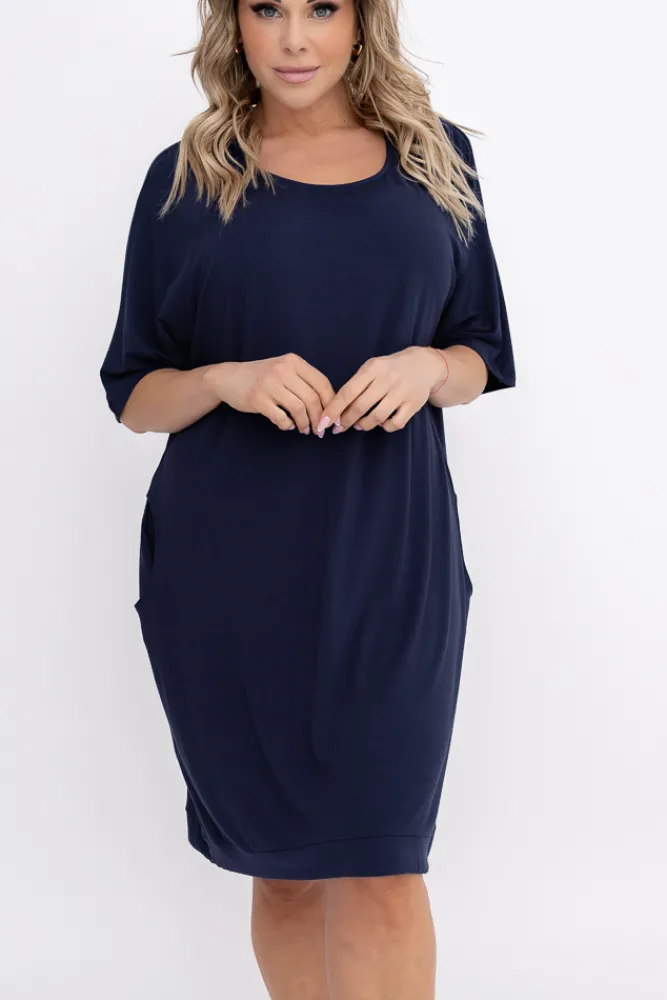 Polski Granatowa Sukienka BERIA