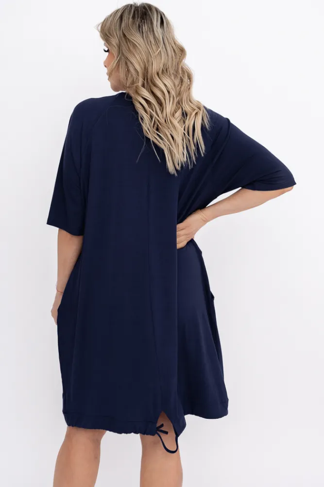Polski Granatowa Sukienka BERIA