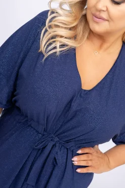 Polski Granatowa Sukienka brokatowa MONSORI