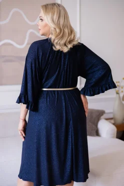 Polski Granatowa Sukienka brokatowa KARDIN