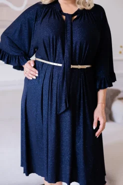 Polski Granatowa Sukienka brokatowa KARDIN