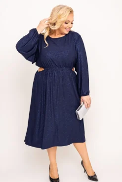 Polski Granatowa Sukienka brokatowa ELEKTI