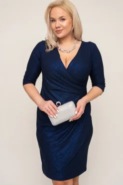 Polski Granatowa Sukienka brokatowa BRILIA