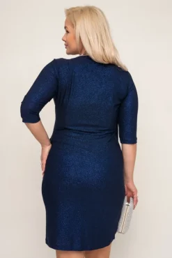 Polski Granatowa Sukienka brokatowa BRILIA