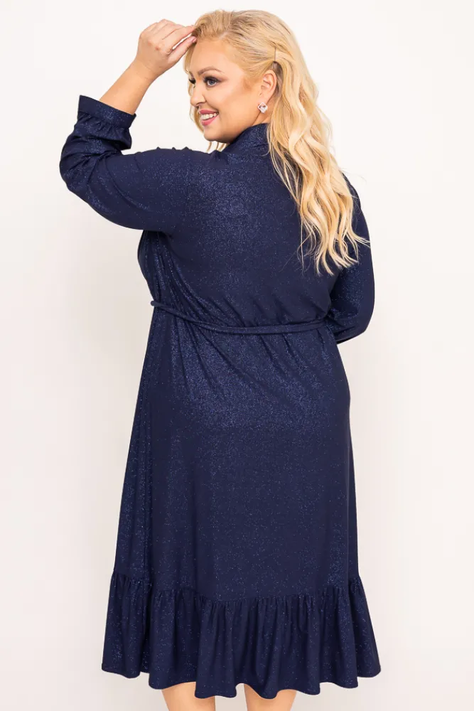 Polski Granatowa Sukienka brokatowa VOLTI