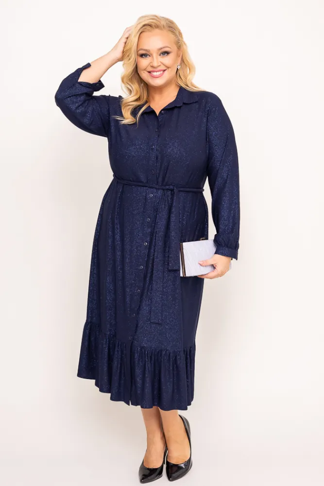 Polski Granatowa Sukienka brokatowa VOLTI