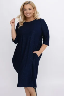 Polski Granatowa Sukienka brokatowa REVIN