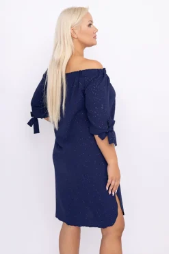 Polski Granatowa Sukienka brokatowa PENARIS