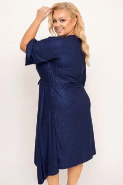 Polski Granatowa Sukienka brokatowa KENZI