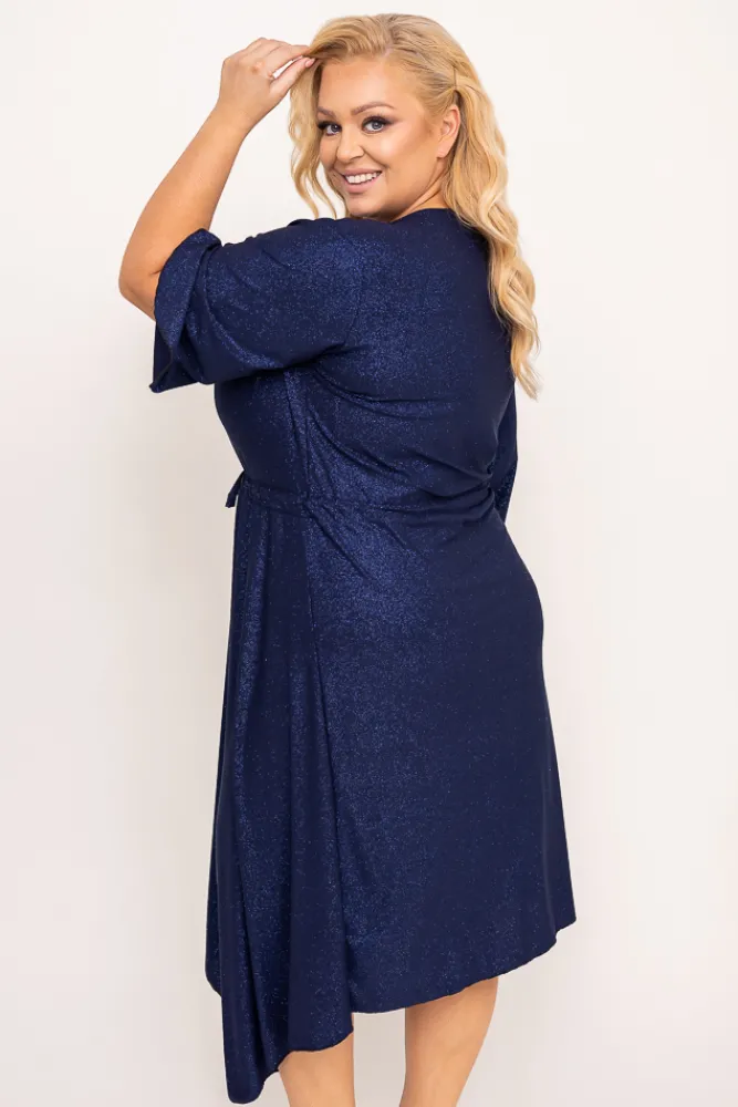 Polski Granatowa Sukienka brokatowa KENZI