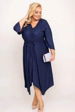 Polski Granatowa Sukienka brokatowa KENZI