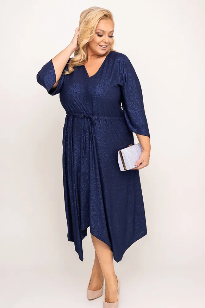 Polski Granatowa Sukienka brokatowa KENZI