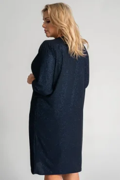 Polski Granatowa Sukienka błyszcząca KOLIO