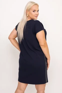 Polski Granatowa Sukienka CARBONA