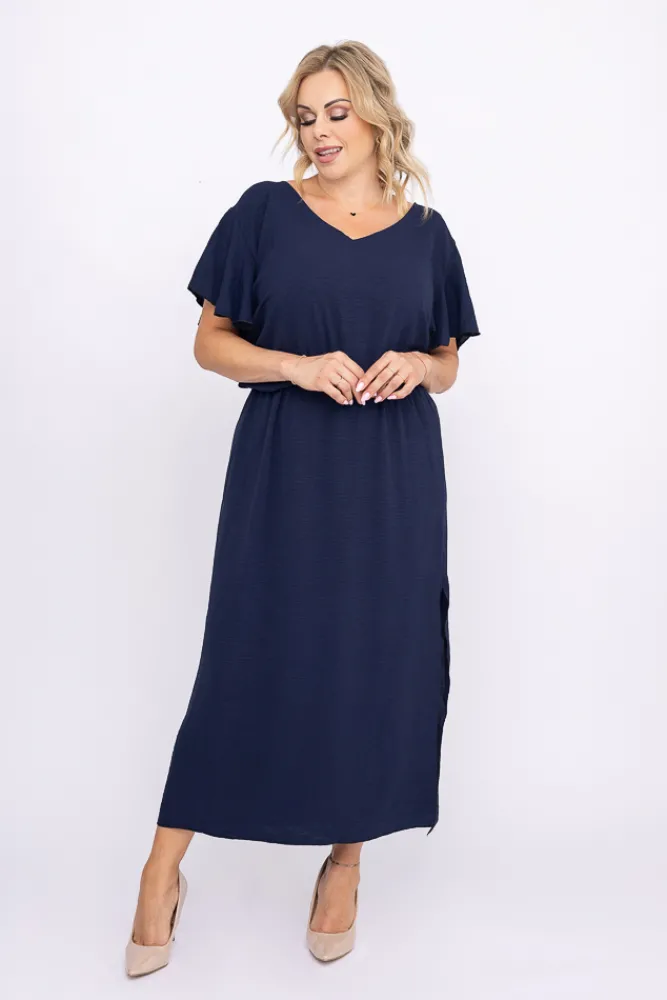 Polski Granatowa Sukienka CASABLANCA