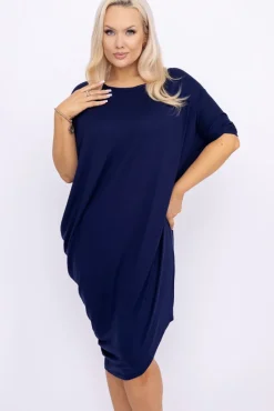 Polski Granatowa Sukienka CASUAL FASHION