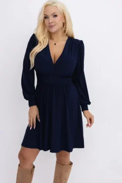 Polski Granatowa Sukienka NORENTI