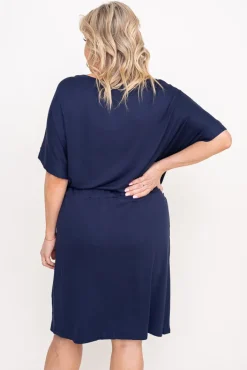 Polski Granatowa Sukienka SATURIO