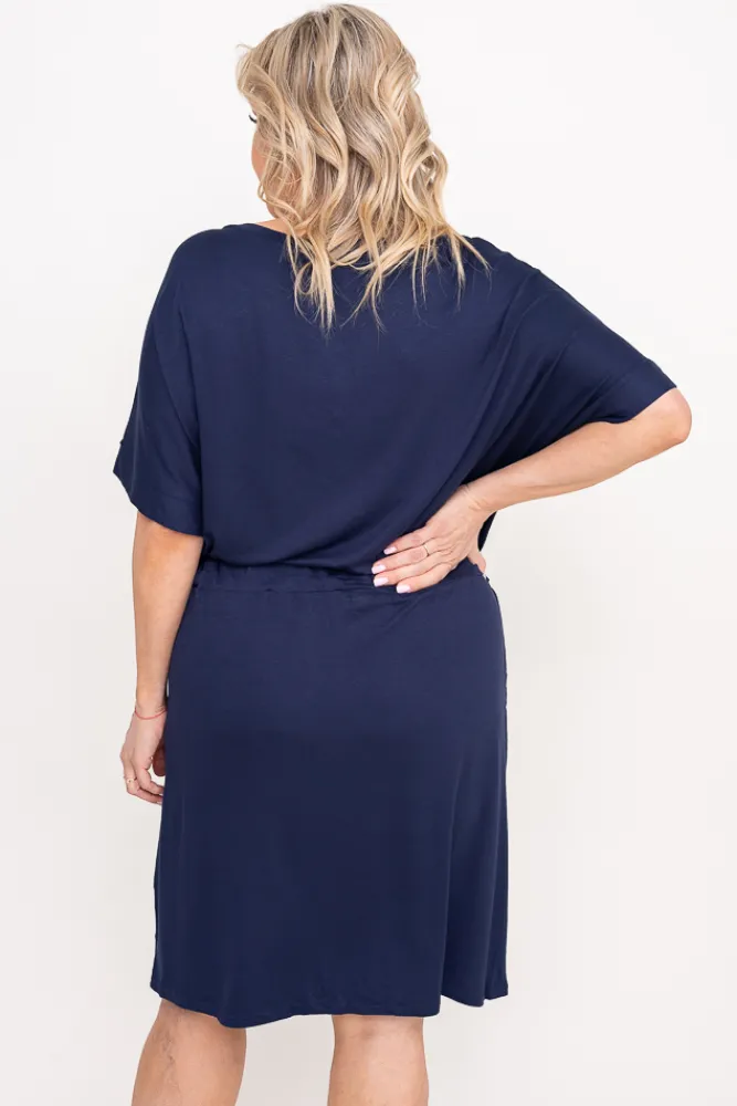 Polski Granatowa Sukienka SATURIO
