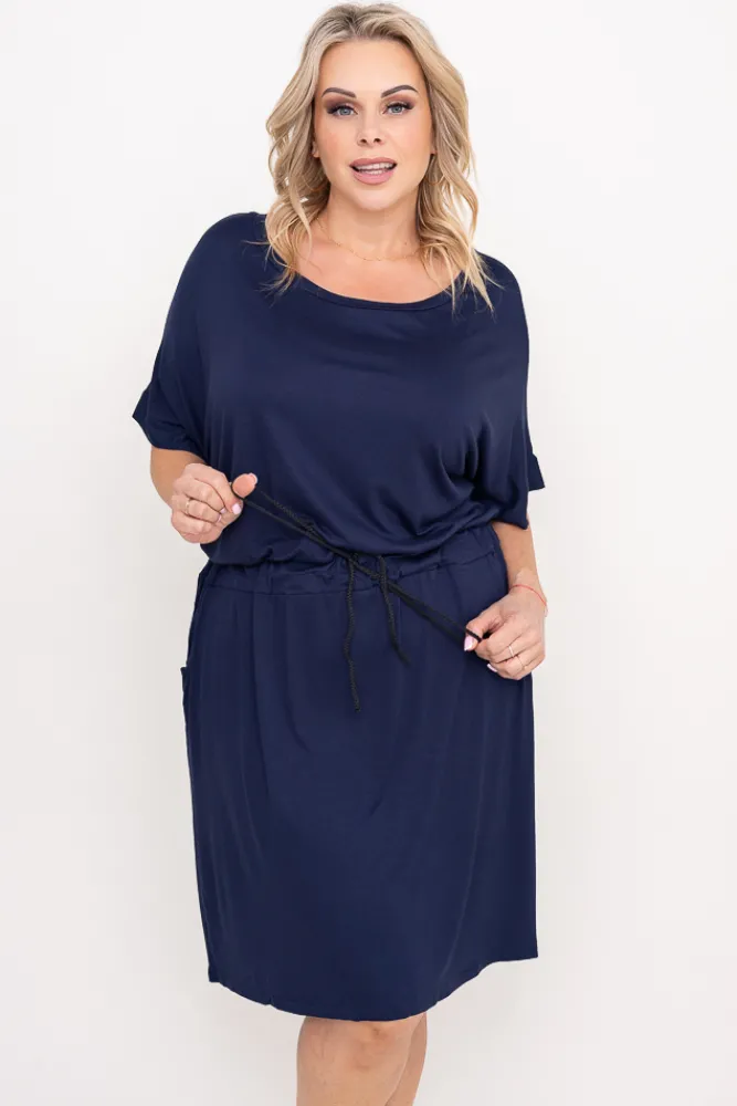 Polski Granatowa Sukienka SATURIO