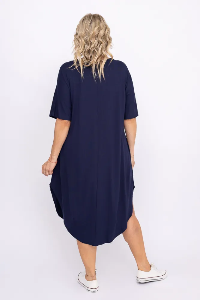 Polski Granatowa Sukienka SPINER