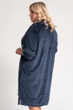 Polski Granatowa Sukienka welurowa PERIO