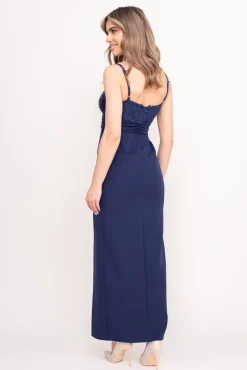 Polski Granatowa Sukienka z cekinami SELIA