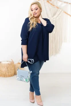 Damskie Polski Granatowa Tunika CENZA Plus Size