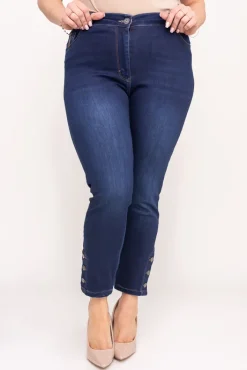 Damskie Granatowe Spodnie Jeansowe 7/8 BURENO