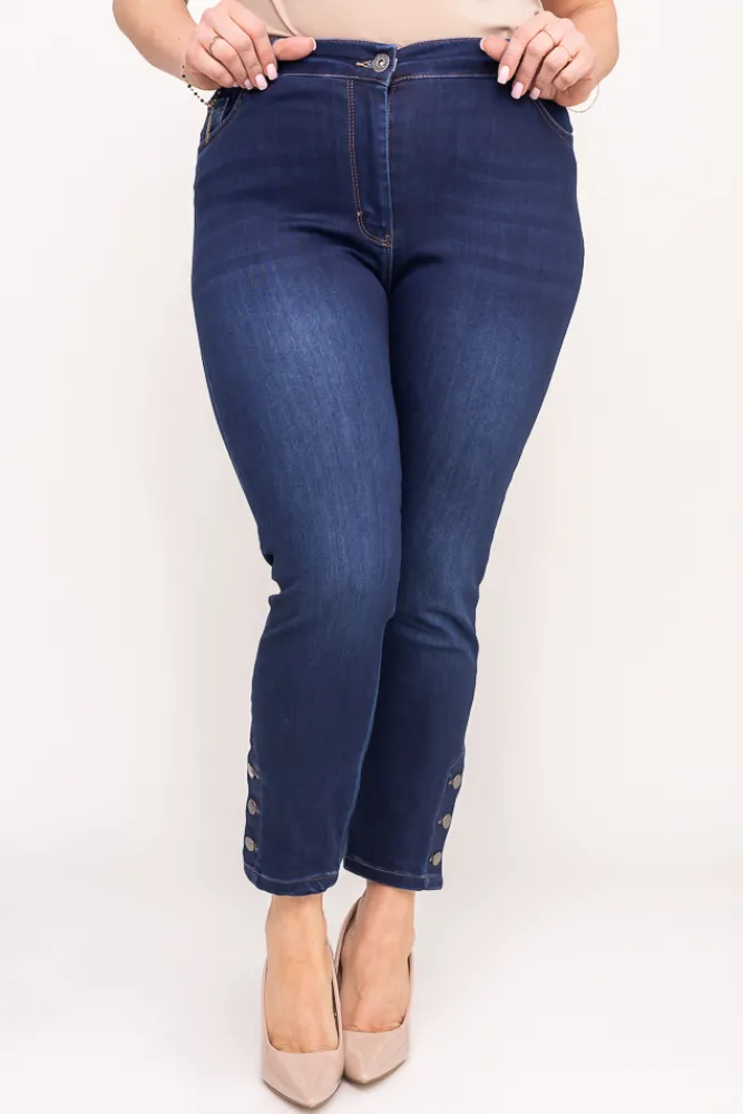 Damskie Granatowe Spodnie Jeansowe 7/8 BURENO