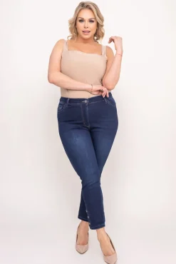 Damskie Granatowe Spodnie Jeansowe 7/8 BURENO