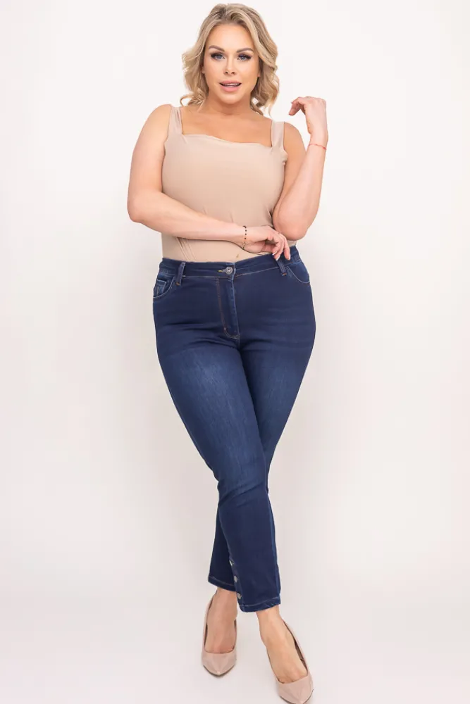 Damskie Granatowe Spodnie Jeansowe 7/8 BURENO