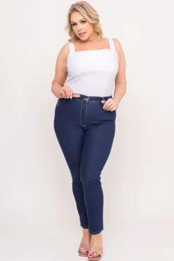 Damskie Granatowe Spodnie jeansowe PERVENI