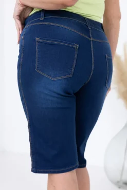 Damskie Polski Granatowe Spodnie jeansowe rybaczki LAHARI