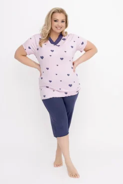 Granatowo-różowa Piżama RAMANI Wzór 2