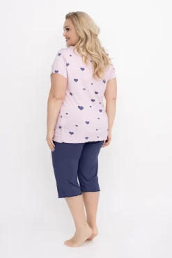 Granatowo-różowa Piżama RAMANI Wzór 2