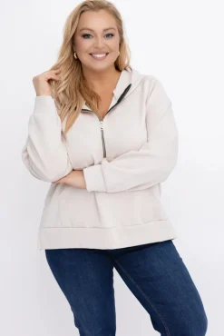 Damskie Włoski Jasnobeżowa Bluza z kapturem DERVIN