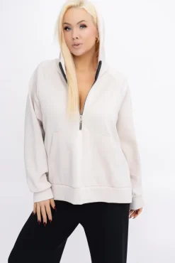 Damskie Włoski Jasnobeżowa Bluza z kapturem DERVIN
