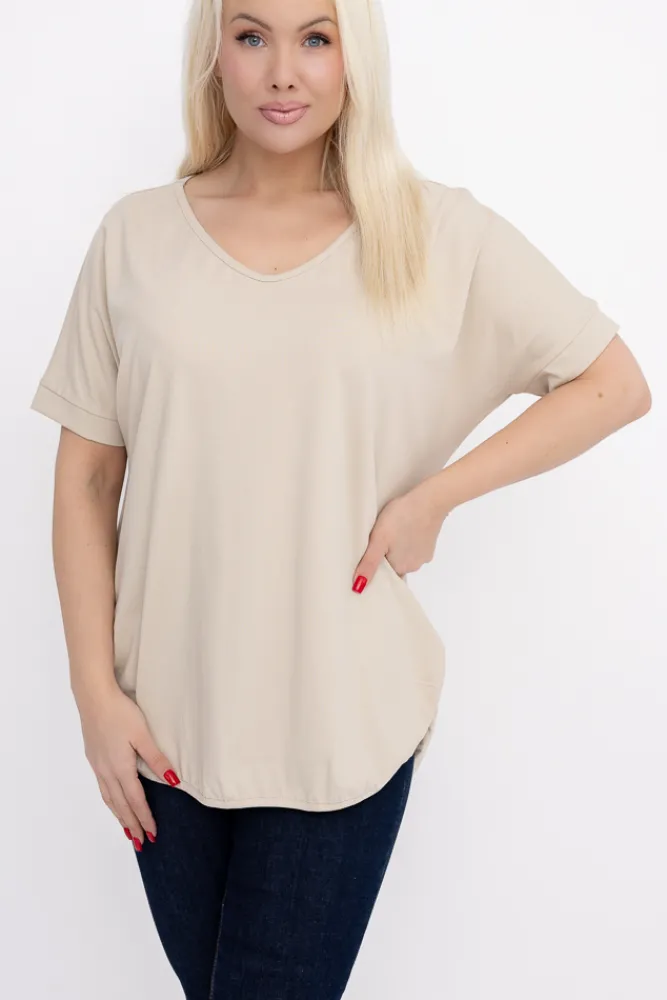 Damskie Włoski Jasnobeżowa Bluzka MERZI