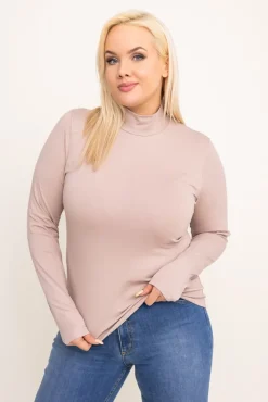 Damskie Polski Jasnobeżowa Bluzka z półgolfem KERZI