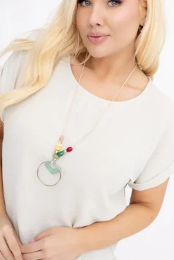 Damskie Włoski Jasnobeżowa Bluzka z wisiorkiem FAIRY